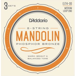 D'Addario EJ74-3D, 011-040 3-pack Mandolin Phosphor Bronze